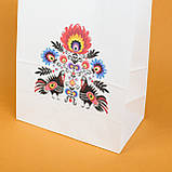 Крафт пакет яскравих кольорів 320*150*380 Великий Пакет подарунковий з малюнком "Співають Індики", фото 3