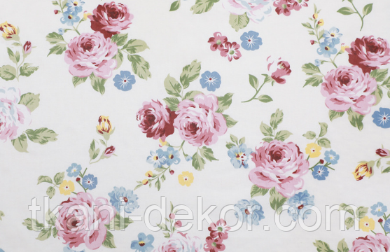 Сатин (бавовняна тканина) Троянди різнокольорові (ширина 160см, 120г/м2), фото 1