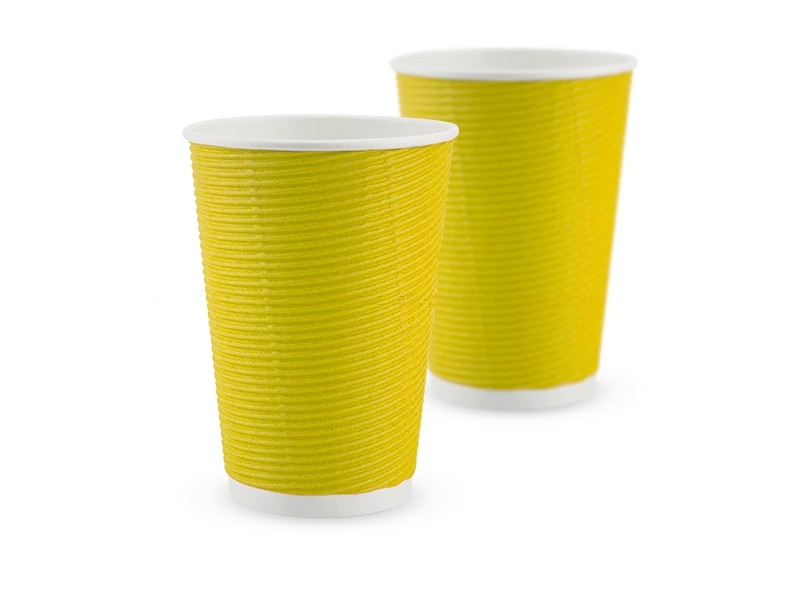 Стакан паперовий гофрований 340мл жовтий F-горизонт 25шт/уп
