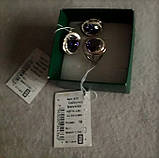 Комплект срібний сережки, каблучка з позолотою та фіанітами, фото 4