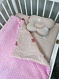 Комплект постельного белья для новорожденных Манюня в кроватку ( коляску) плед + подушка + простынь, фото 5
