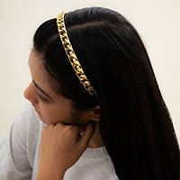 Ободок для волос "Golden Pigtail", обруч для волос косичка, золото