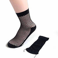 Носки в сетку с уплотненным носочком, подошвой, пяткой и широкой резинкой, черные носочки в сеточку