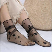 Носки черные в сетку со звездочками "Big Star", сетчатые носочки в звездочки
