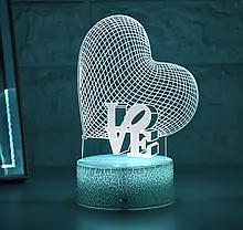 3D світильник серце LOVE, 3д нічник, Настільний світильник-нічник, 3д нічник, фото 4