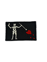 Шеврон (патч) Blackbeard Flag Pirate Patch Эдвард Тич на липучке черный 8см