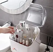 Органайзер для косметики 2 секції (c рожевою ручкою), Підставка для зберігання косметики, фото 3