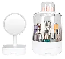 Набір для макіяжу 2в1 (LED дзеркало/Органайзер для косметики) White, Підставка для зберігання косметики, фото 3