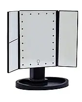 Потрійне дзеркало ЧОРНЕ з віконницями Led miror, Дзеркало косметичне з підсвічуванням, фото 3