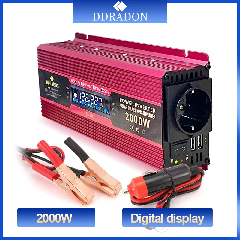 Інвертор перетворювач напруги Ddradon 12V-220V 2000W