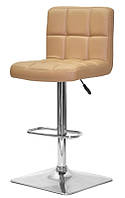 Барный стул Arno 4Bar CH - Base бежевый 1009 кожзам на хромированной квадратной базе опоре с подножкой