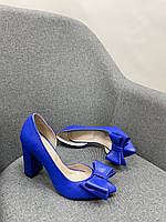 Женские туфли на шпильке синие натуральная кожа 41 только отшив