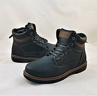 Ботинки ЗИМНИЕ Мужские Черные Кроссовки с МЕХОМ на Замке с Молнией (размеры: 44) - 202-2 высокое качество