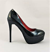 Женские Чёрные Туфли на Каблуке Шпильке Лаковые Модельные (размеры: 36,37,38,39) - 157 высокое качество