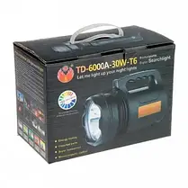 Ліхтарик TD 6000A 30W T6, Ручний акумуляторний ліхтар, Ліхтар-прожектор, фото 3