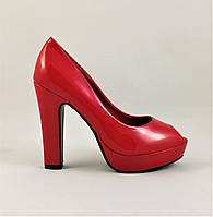 Женские Красные Туфли на Каблуке Лаковые Модельные (размеры: 35,36,37,39) - 02-3 высокое качество