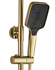 Душовий гарнітур REA ROB BRUSHED GOLD матове золото з термостатом та виливом, фото 6