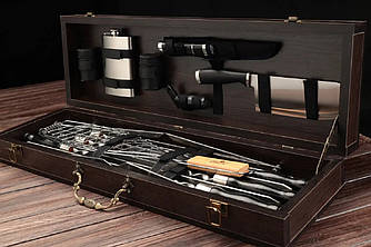 Набір шампурів в дерев'яному кейсі для шашликів і барбекю Набір Турист