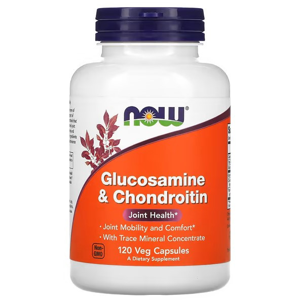 Глюкозамін та хондроїтин (Glucosamine & Chondroitin) Now Foods 120 рослинних капсул