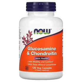 Глюкозамін та хондроїтин (Glucosamine & Chondroitin) Now Foods 120 рослинних капсул
