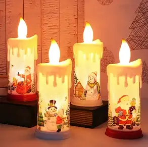 Свічка світлодіодна plastic swinging candle Led 12 шт. колір білий+малюнок 12 см, Свічка-світильник, фото 3