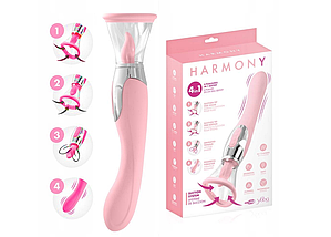 Гіпоалергенний вібратор HARMONY та оральний язичок в одному стимулятор клітора + гель, фото 2