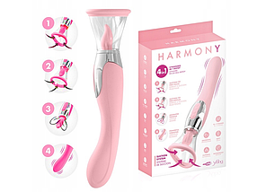 Гіпоалергенний вібратор HARMONY та оральний язичок в одному стимулятор клітора + гель, фото 5