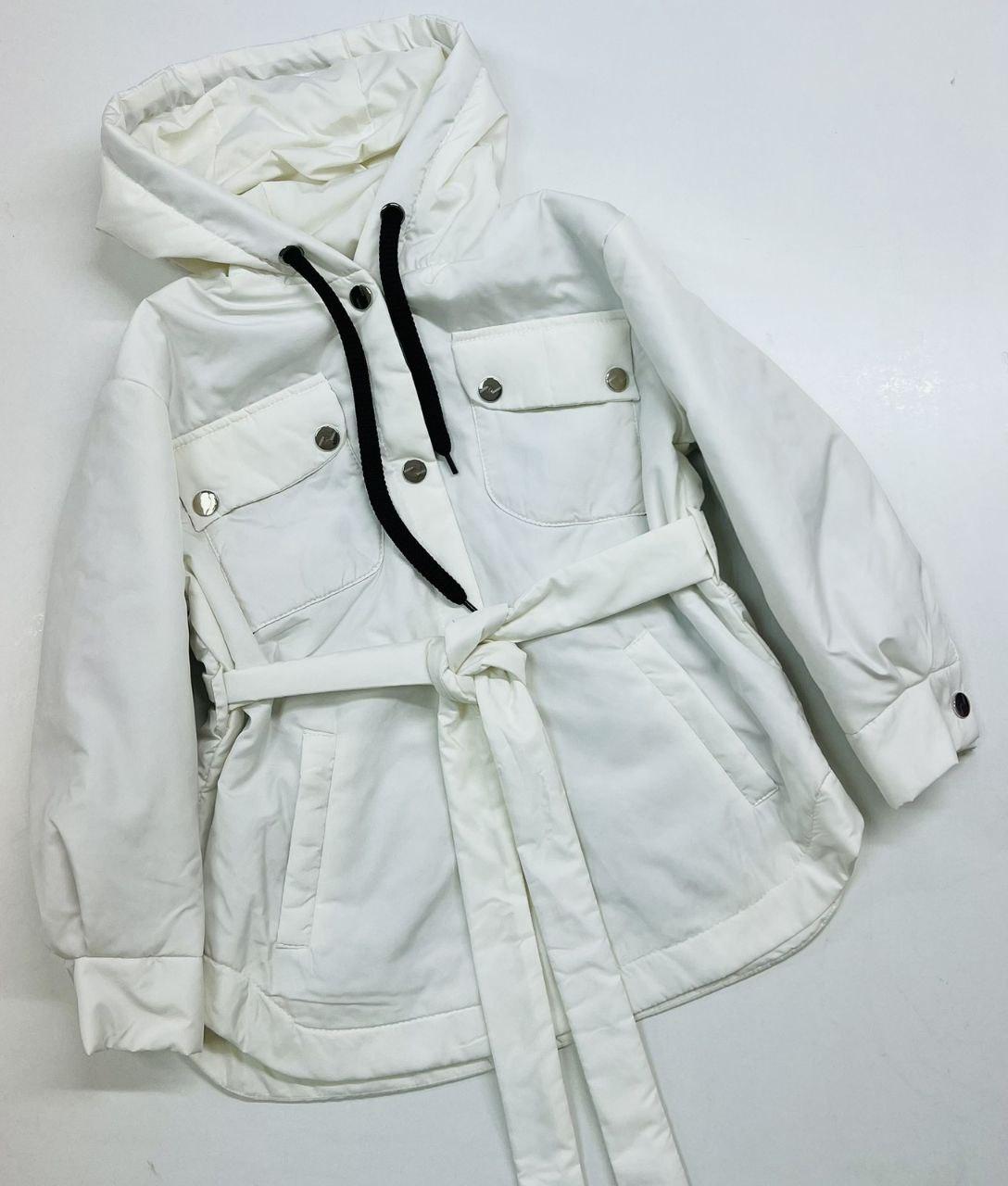Демісезонна куртка-сорочка для дівчинки біла 128