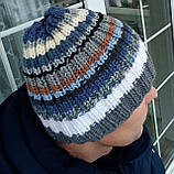 Чоловіча модна міксова шапка з відворотом, стильне забарвлення для чоловіків, жінок та поростків, фото 3