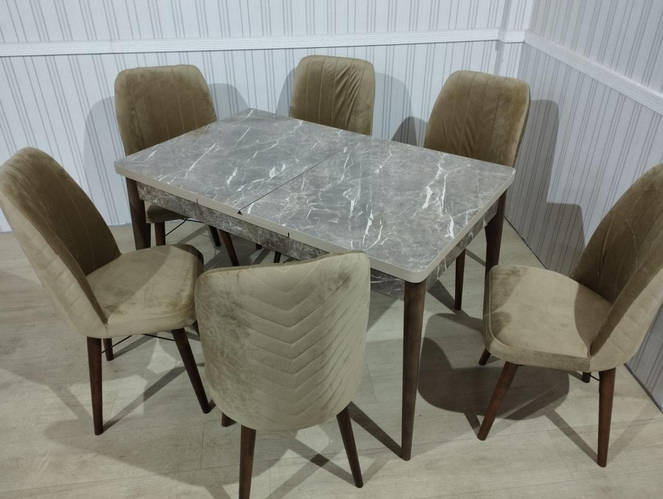 Комплект обеденный стол для кухни и 6 стульев Турция (130*80см вставка ...