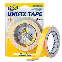 UNIFIX - 19 мм х 1,5м - толстая - 3мм монтажная лента (скотч) HPX для моментальной фиксации, белая