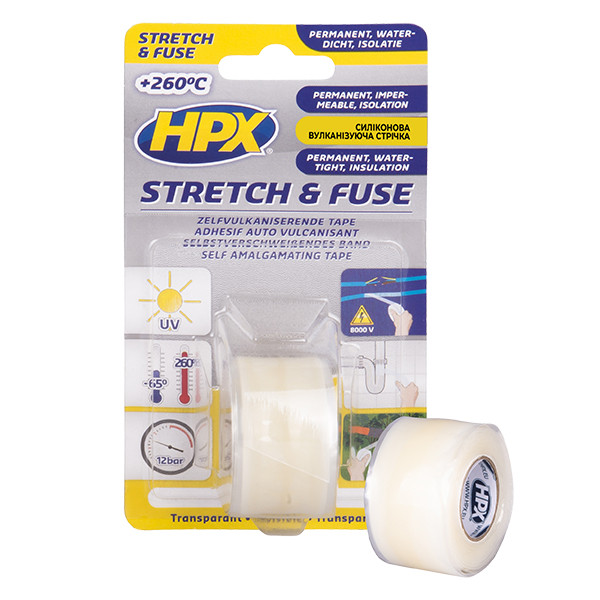 HPX Stretch&Fuse - 25мм х 0,8м - прозора силіконова вулканизирующая стрічка для ізоляції та герметизації