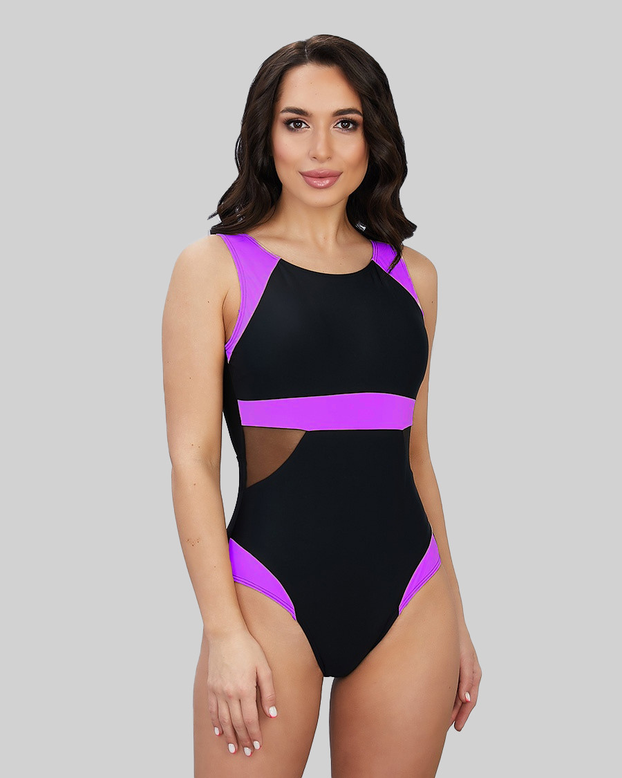 Суцільний купальник Z.Five 55623 чорний-бузковий на 44 розмір