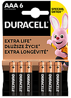 Батарейки ААА DURACELL MN2400 AAA 6 шт., лужні, мізинчикові, дюрасел