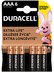 Батарейки ААА DURACELL MN2400 AAA 6 шт., лужні, мізинчикові, дюрасел