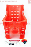 Сидіння для перевезення дітей пластмасове заднє, кріп. на багажник, червоне для велосипеда