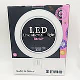 Кільцева світлодіодна лампа Ra:95 з дзеркалом і USB Набір блогера 26 см селфі кільце зі штативом 2 м, фото 5