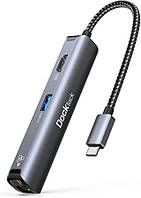 Dockteck 5-в-1 USB-концентратор C с HDMI 4K@30 Гц, алюминиевый портативный адаптер данных типа C к HDMI,