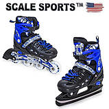 Розсувні ролики-коньки 2в1 Scale Sport Синій (розмір 38-41), фото 6