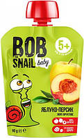Пюре яблуко персик Равлик Боб Bob Snail, 90 г