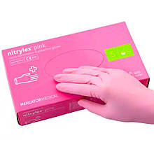 Рукавички нітрилові Nitrylex® рожеві розмір S (6-7) , 100шт
