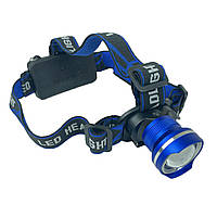 Налобний ліхтарик B-plus LED T6, синій