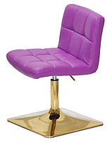 Стілець Arno 4-GD-Base шкірзам пурпур 1010, на золотій квадратній нозі з регулюванням висоти сидіння 37,5-53 см, фото 3