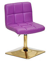Стілець Arno 4-GD-Base шкірзам пурпур 1010, на золотій квадратній нозі з регулюванням висоти сидіння 37,5-53 см, фото 2