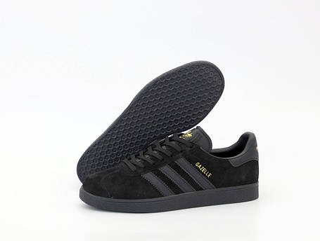 Кросівки чоловічі Adidas Originals Gazelle Black Адідас Газель низькі снікерс чорні замша В'єтнам, фото 1