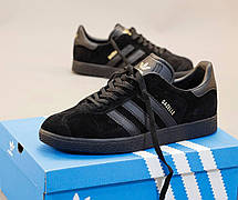 Кросівки чоловічі Adidas Originals Gazelle Black Адідас Газель низькі снікерс чорні замша В'єтнам, фото 6