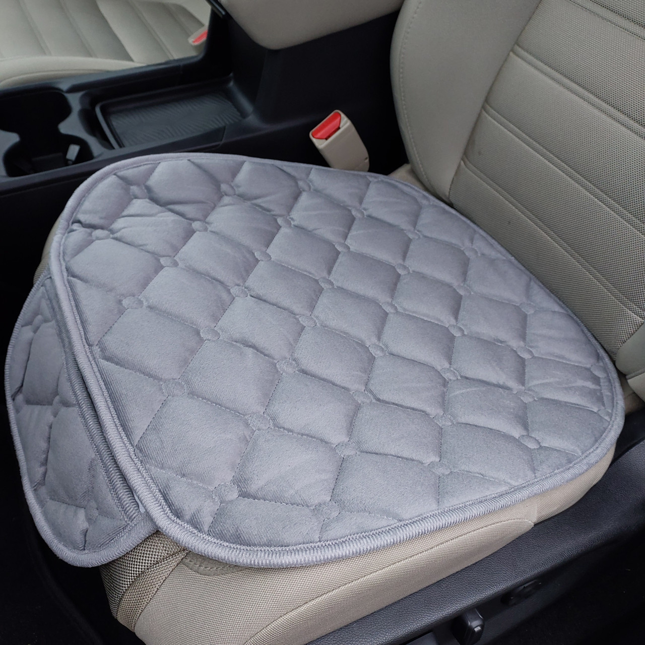 Накидка на переднє сидіння з стьобаної велюру сіра, фото 1
