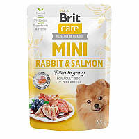 Brit Care (Брит Кеа) Mini Adult - консервы для собак мелких пород (филе кролика и лосося в соусе)85гр