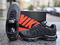 Мужские кроссовки Nike Air Max Plus Black (Черные) Обувь Найк Аир Макс Плюс повседневные текстиль весна лето