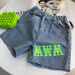 Джинсові шорти для дівчинки з буквами Блакитні 0621, 87, Блакитний, Для дівчаток, Літо, 104